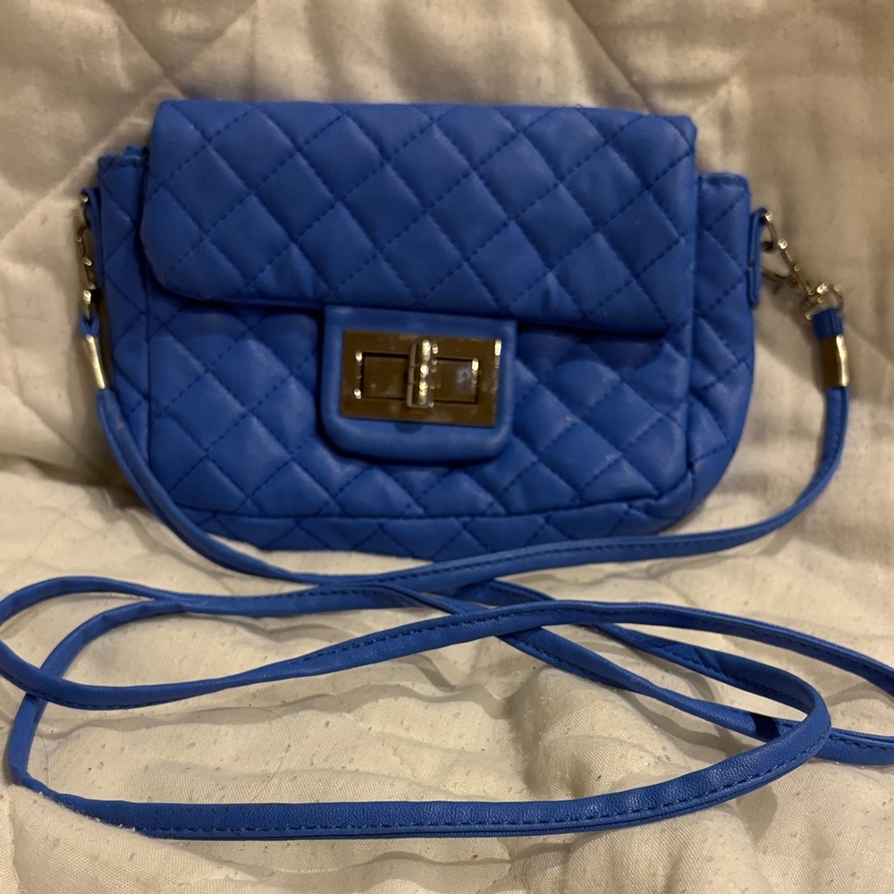 Quilted Blue Crossbody Bag Purse